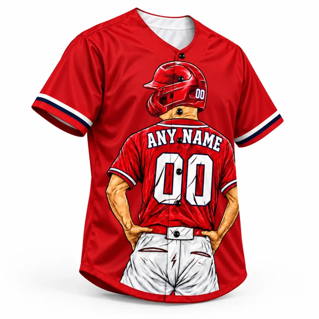 Washington Red and Navy Player Design Custom Baseball Jersey with Name and Number