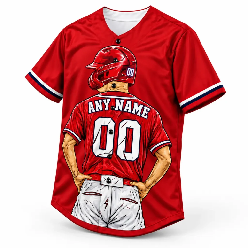 Washington Red and Navy Player Design Custom Baseball Jersey with Name and Number