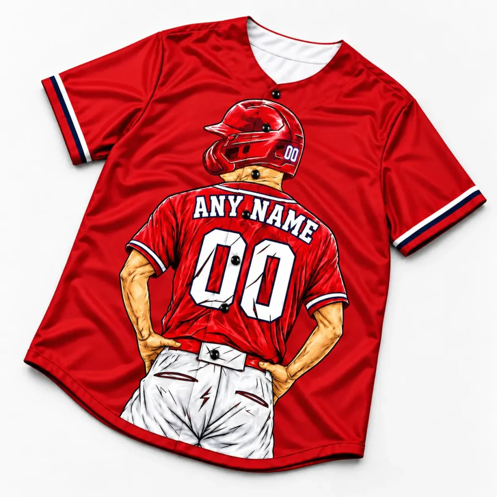 Washington Red and Navy Player Design Custom Baseball Jersey with Name and Number