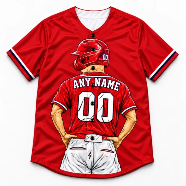 Custom Baseball Jersey Washington Red and Navy Player Design front