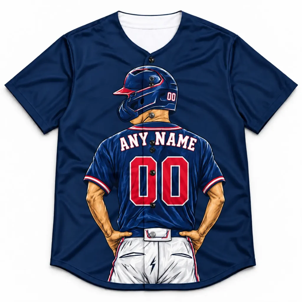 Atlanta Navy and Red Player Design Custom Baseball Jersey with Name and Number