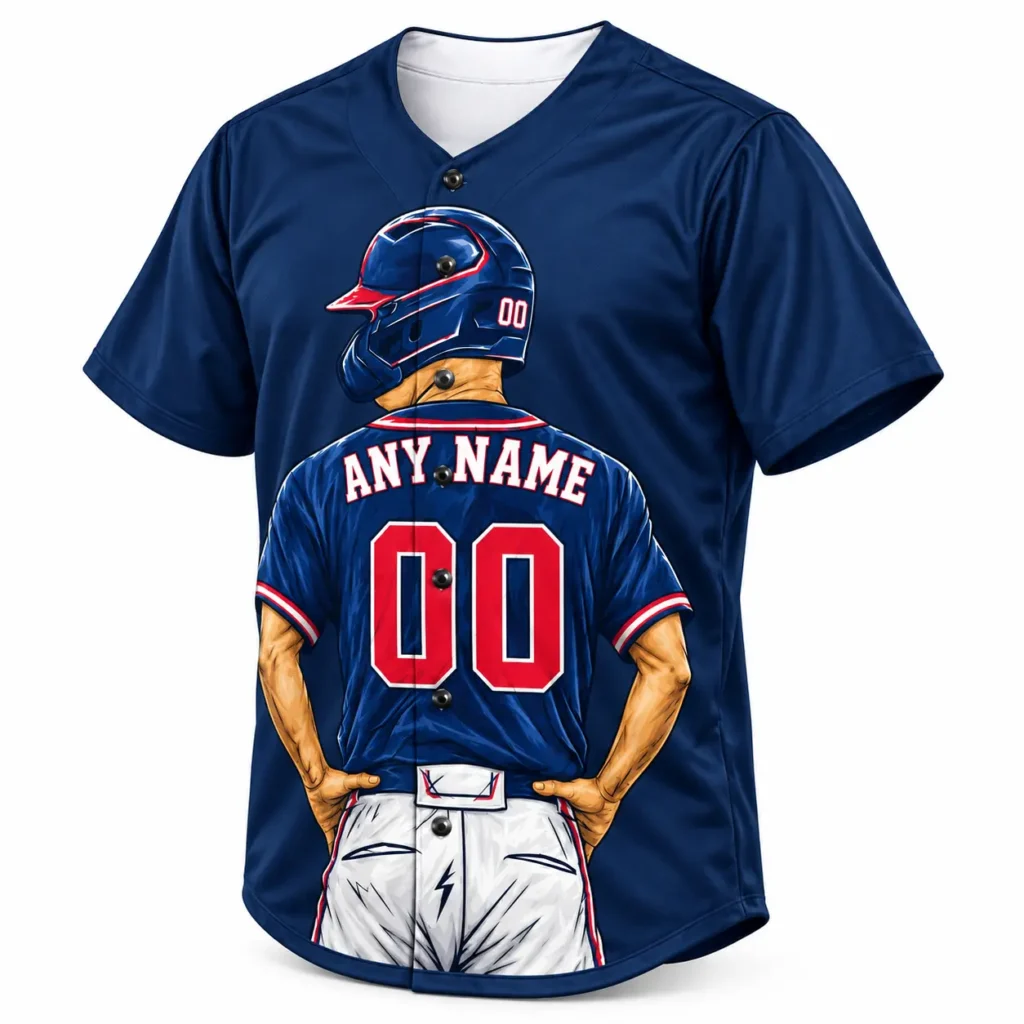 Atlanta Navy and Red Player Design Custom Baseball Jersey with Name and Number