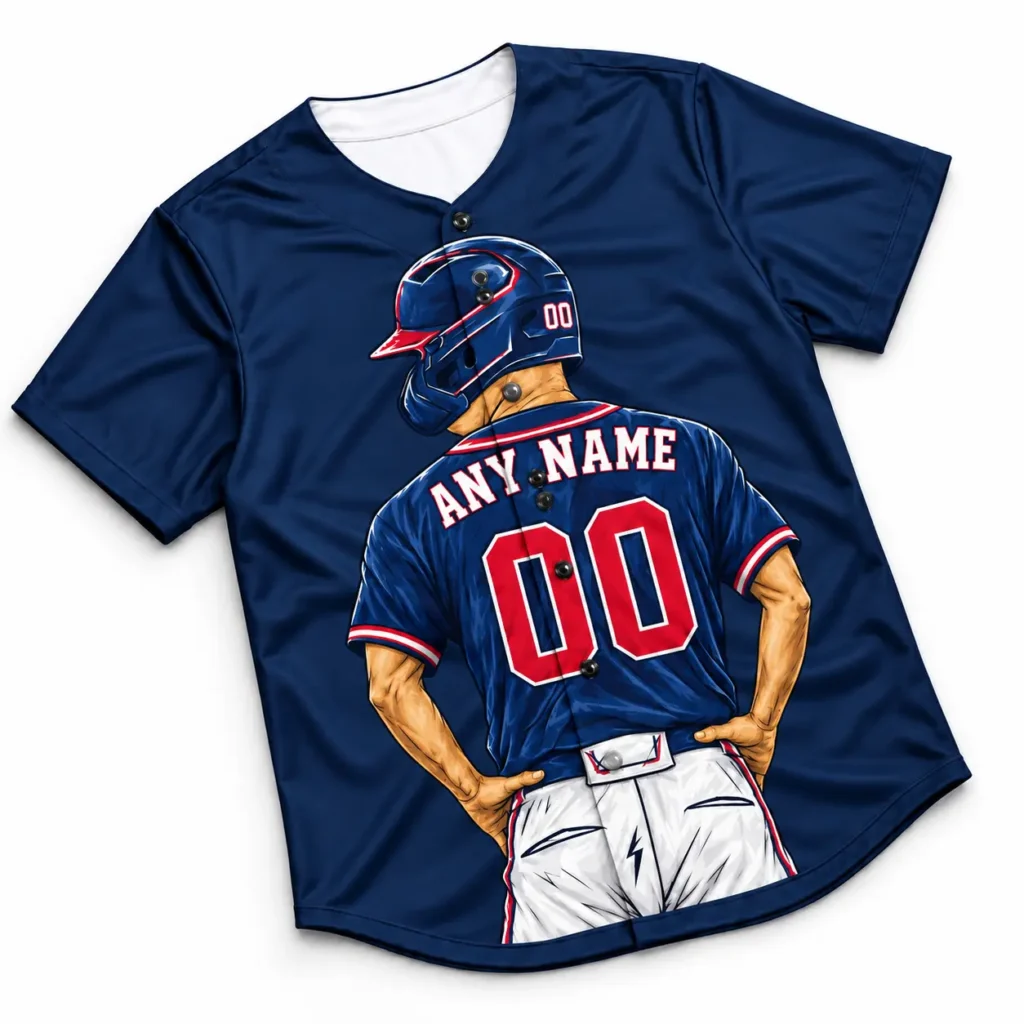 Atlanta Navy and Red Player Design Custom Baseball Jersey with Name and Number