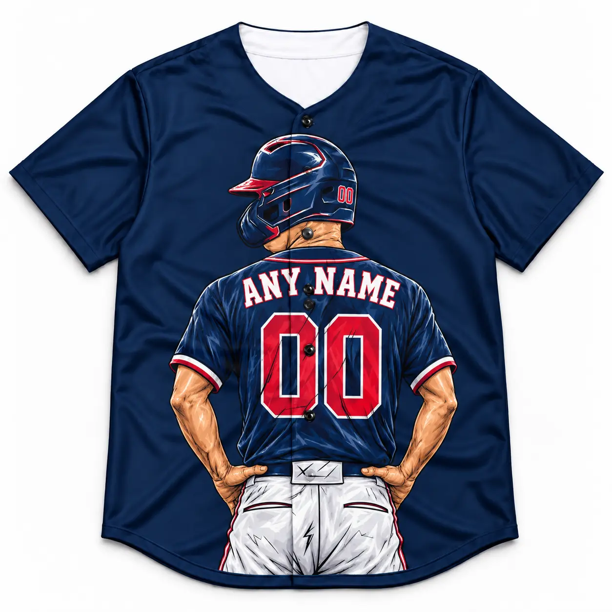Custom Baseball Jersey Boston Navy and Red Player Design front