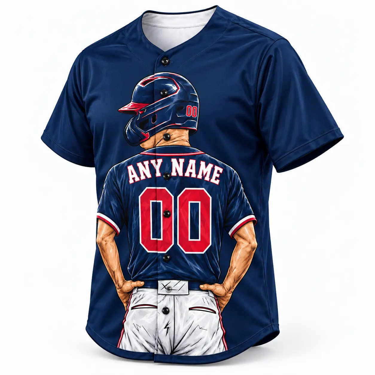 Custom Baseball Jersey Boston Navy and Red Player Design view 2