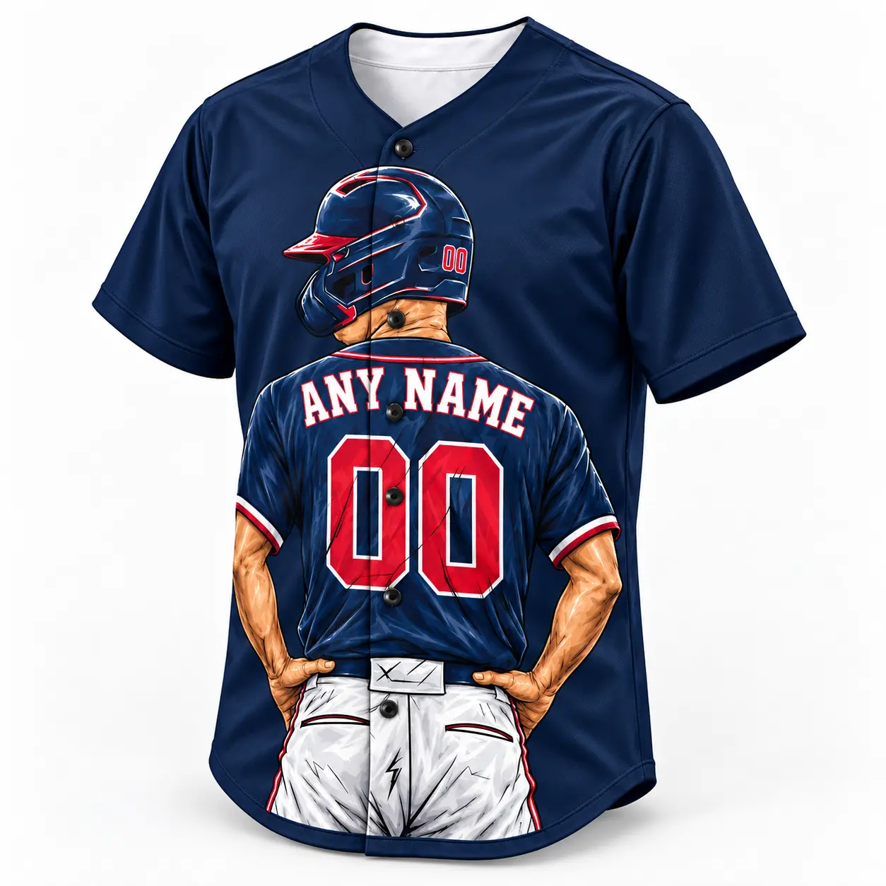 Custom Baseball Jersey Boston Navy and Red Player Design view 3