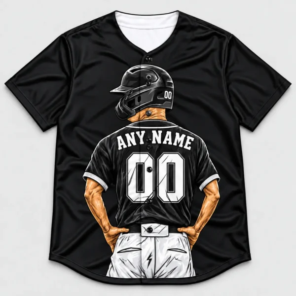 Custom Baseball Jersey Chicago Black and White Player Design front