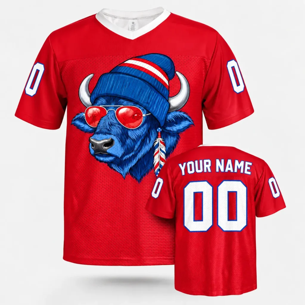 Buffalo Bison Custom Football Jersey with Name and Number