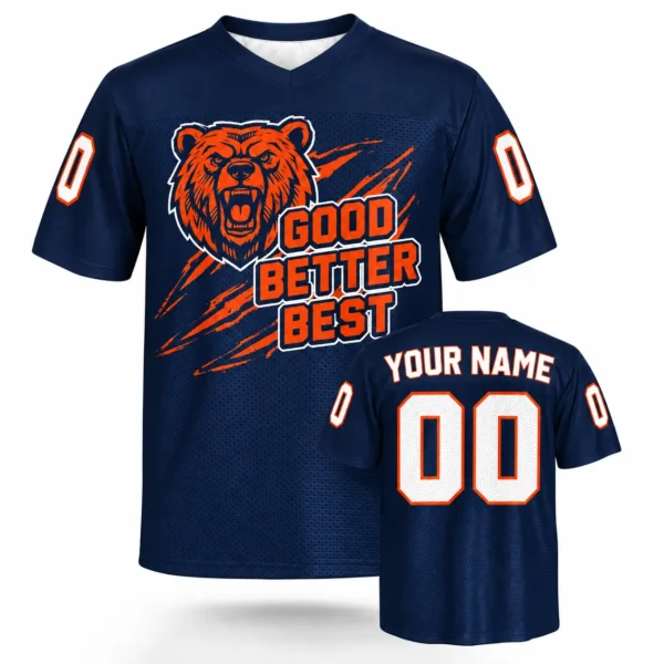 Custom Football Jersey Chicago Bear Good Better Best Navy personalized name and number