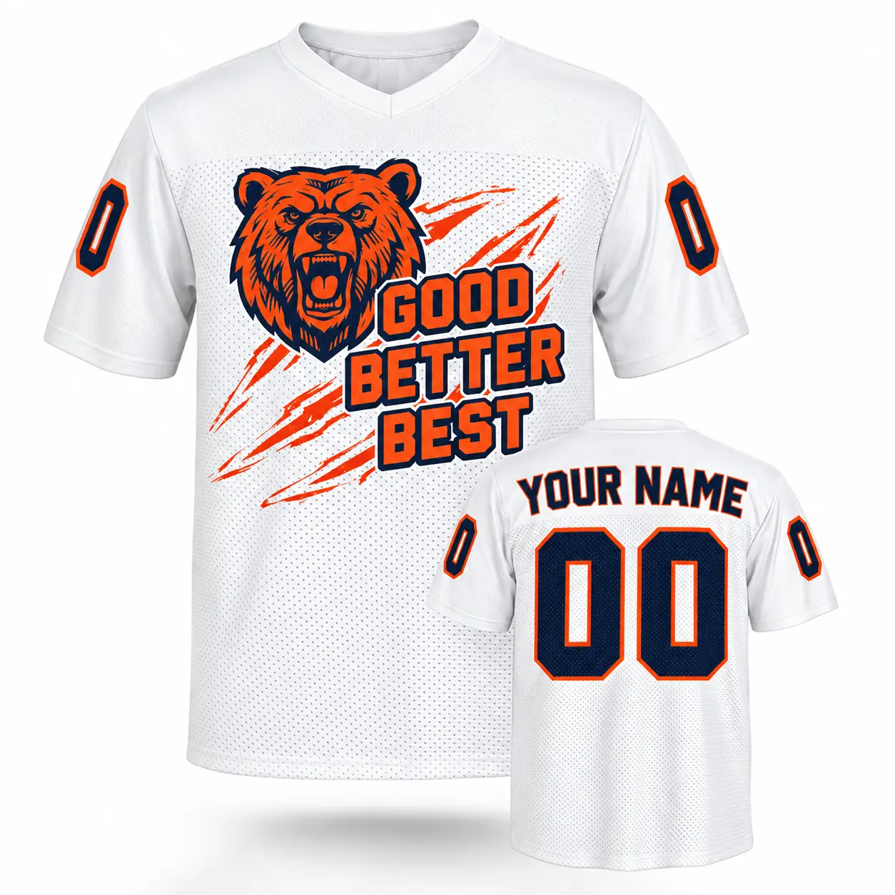 Custom Football Jersey Chicago Bear Good Better Best White personalized name and number