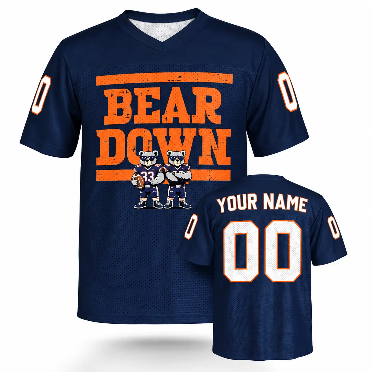Custom Football Jersey Chicago Bear Down Navy personalized name and number