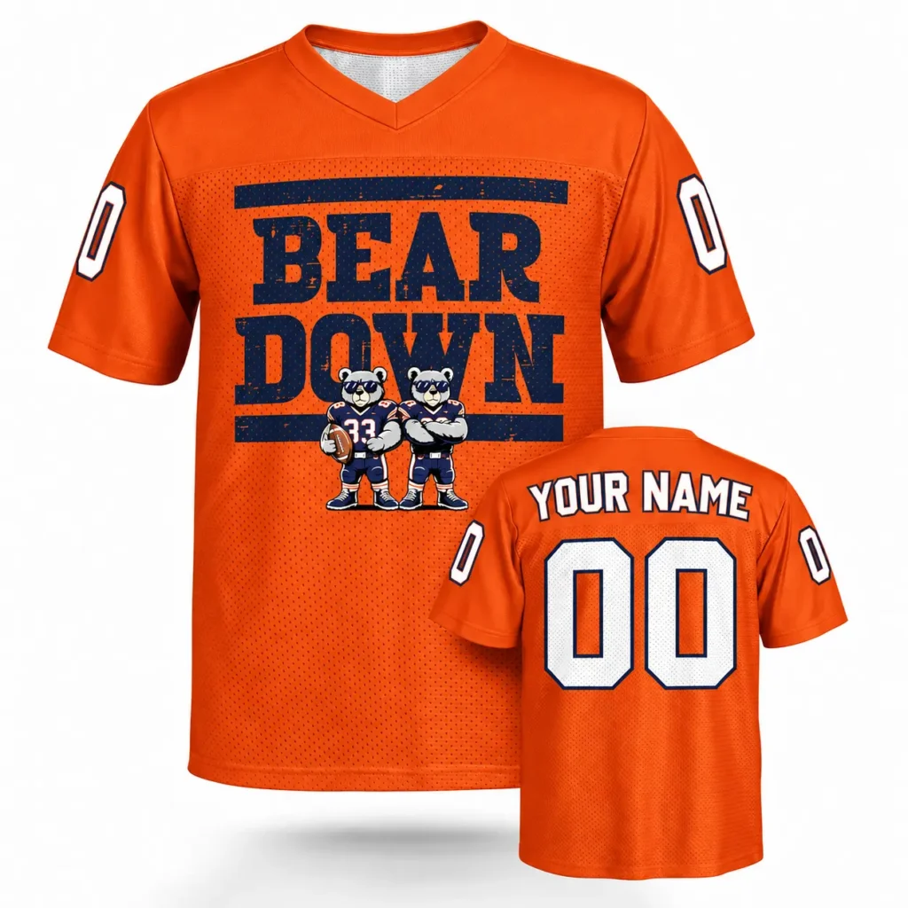Bear Down Chicago Custom Football Jersey with Name and Number