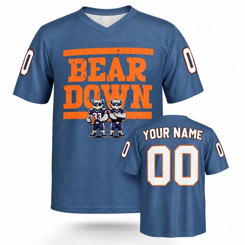 Bear Down Chicago Custom Football Jersey with Name and Number