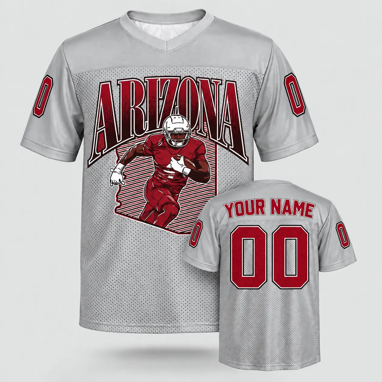 Custom Football Jersey Arizona Love Gray personalized name and number