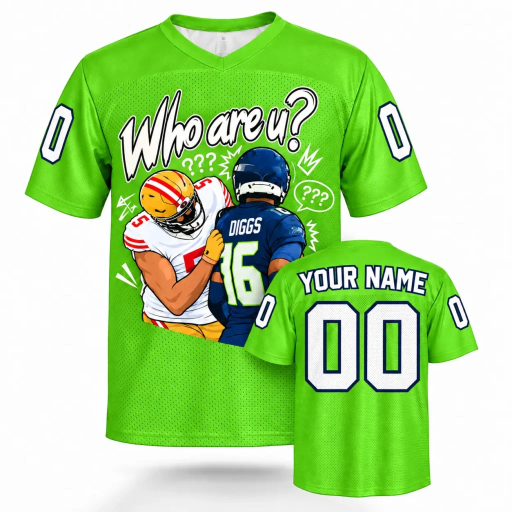 Who Are U Seattle vs San Francisco Custom Football Jersey with Name and Number