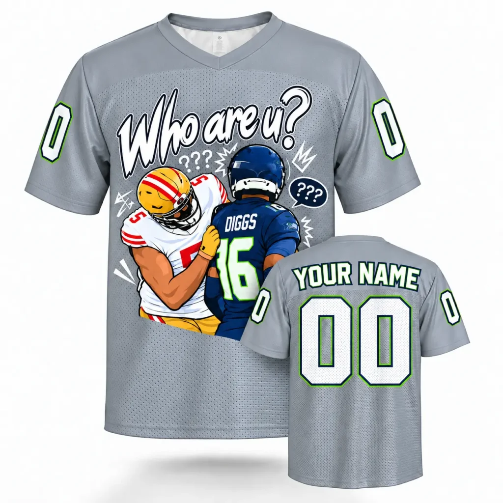 Who Are U Seattle vs San Francisco Custom Football Jersey with Name and Number