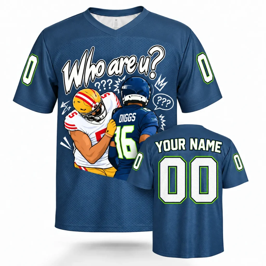 Who Are U Seattle vs San Francisco Custom Football Jersey with Name and Number