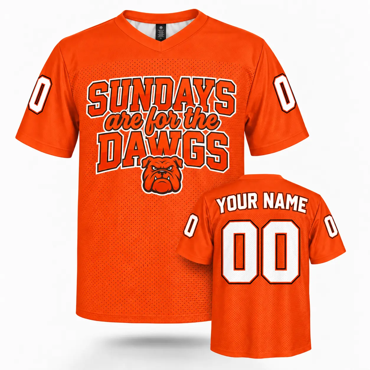 Custom Football Jersey Cleveland Sundays Are For The Dawgs Orange personalized name and number