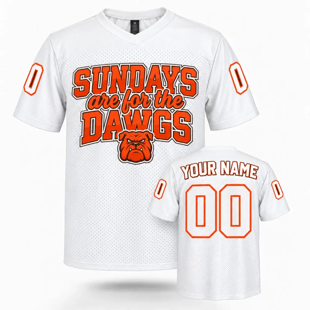 Sundays Are For The Dawgs Cleveland Custom Football Jersey with Name and Number