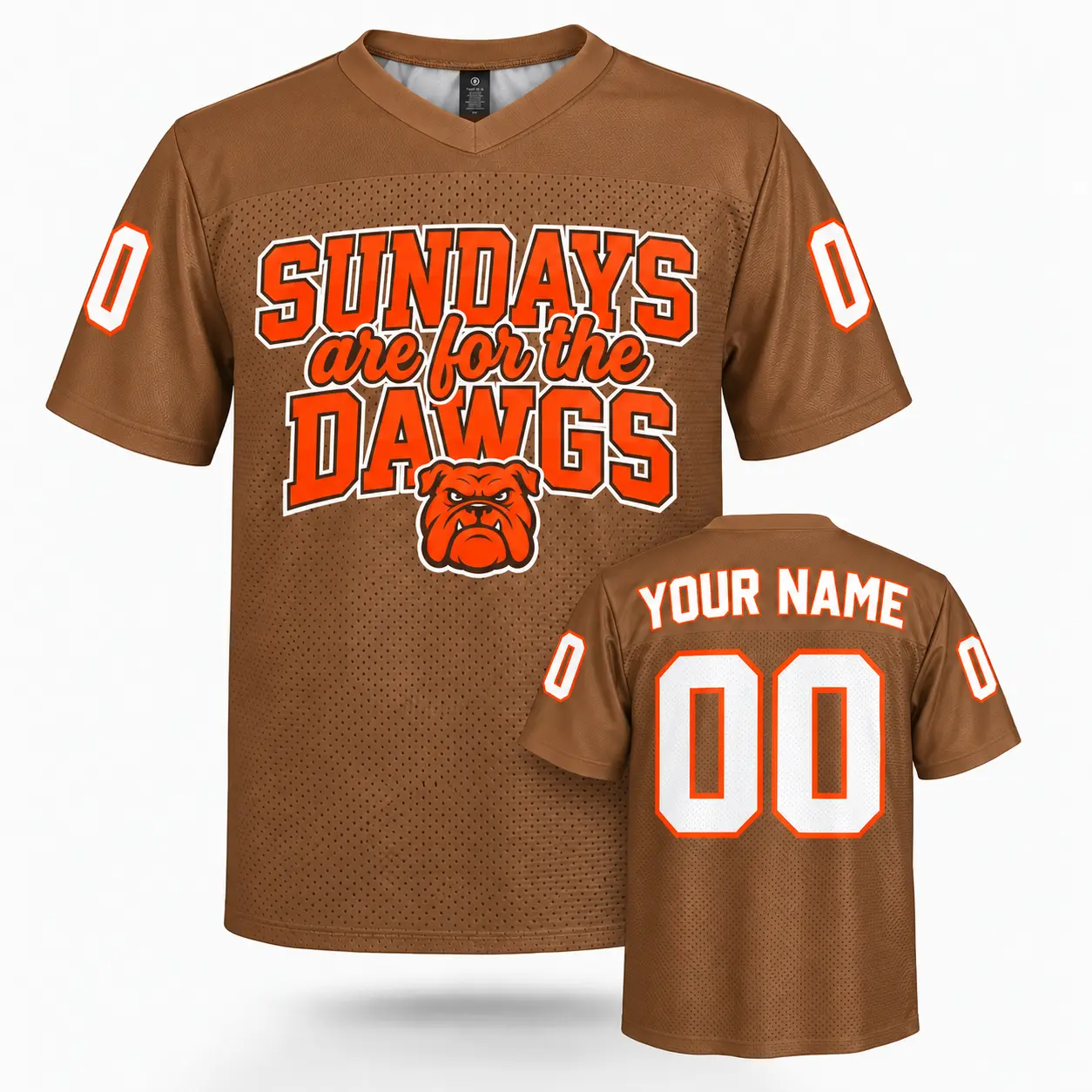 Custom Football Jersey Cleveland Sundays Are For The Dawgs Tan personalized name and number