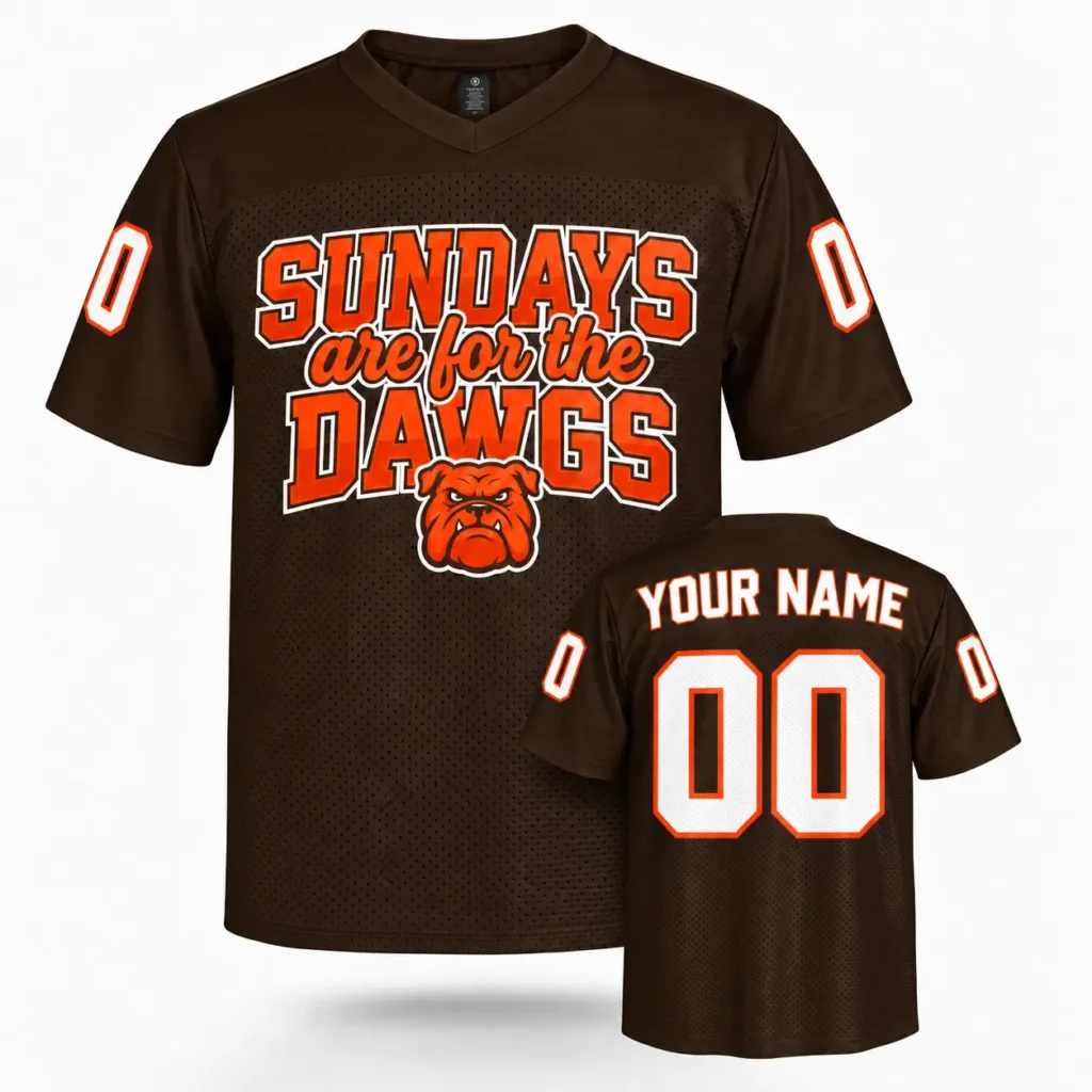 Sundays Are For The Dawgs Cleveland Custom Football Jersey with Name and Number