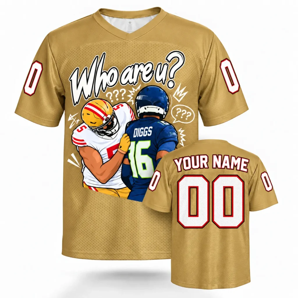 Who Are U Seattle vs San Francisco Custom Football Jersey with Name and Number