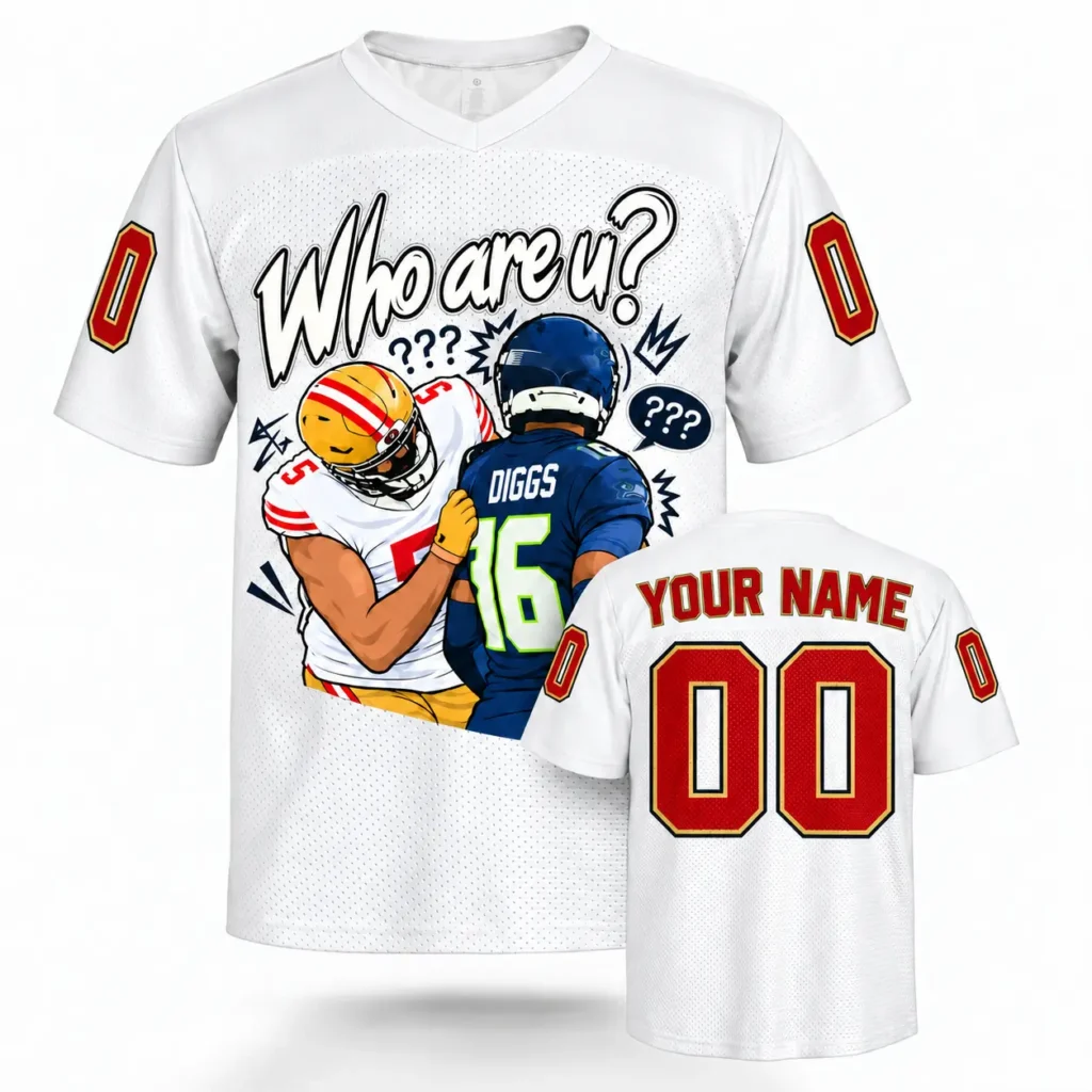 Who Are U Seattle vs San Francisco Custom Football Jersey with Name and Number