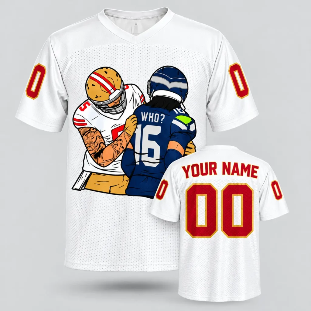 Who? Seattle vs San Francisco Custom Football Jersey with Name and Number