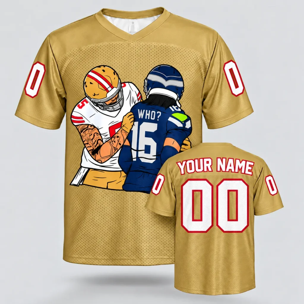Who? Seattle vs San Francisco Custom Football Jersey with Name and Number