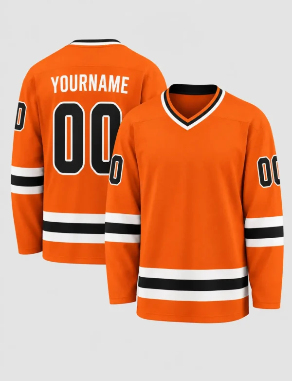 Orange Custom Hockey Jersey with Name and Number