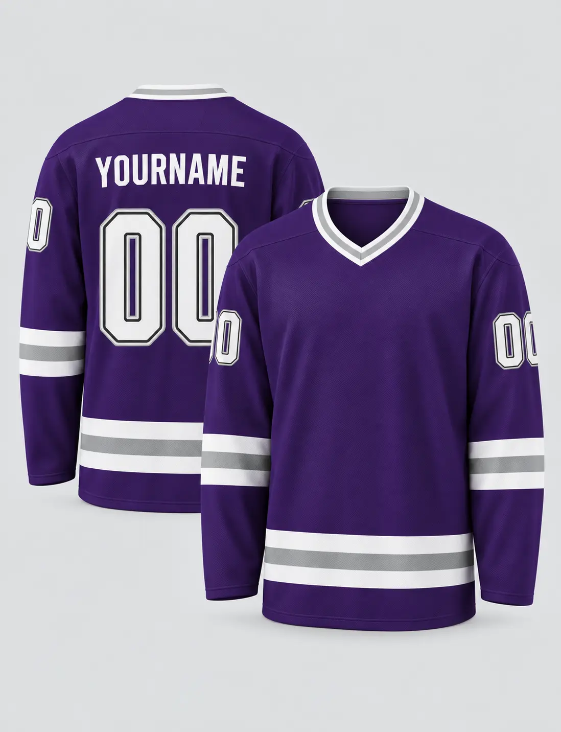 Purple Custom Hockey Jersey with Name and Number