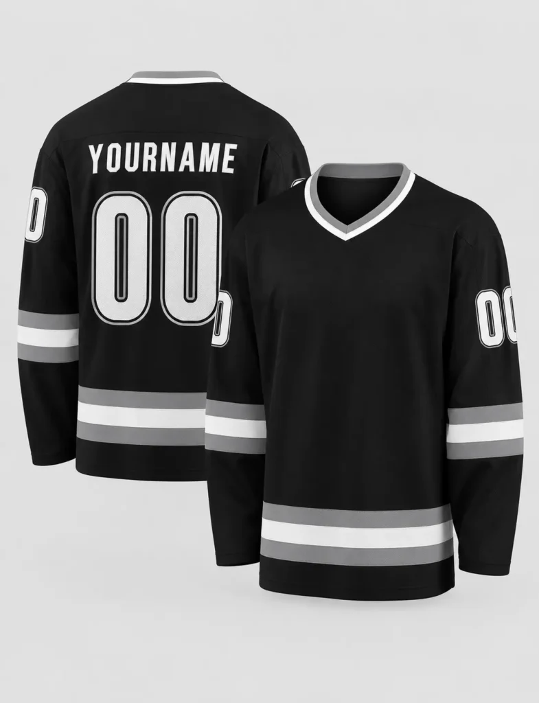 Black Custom Hockey Jersey with Name and Number