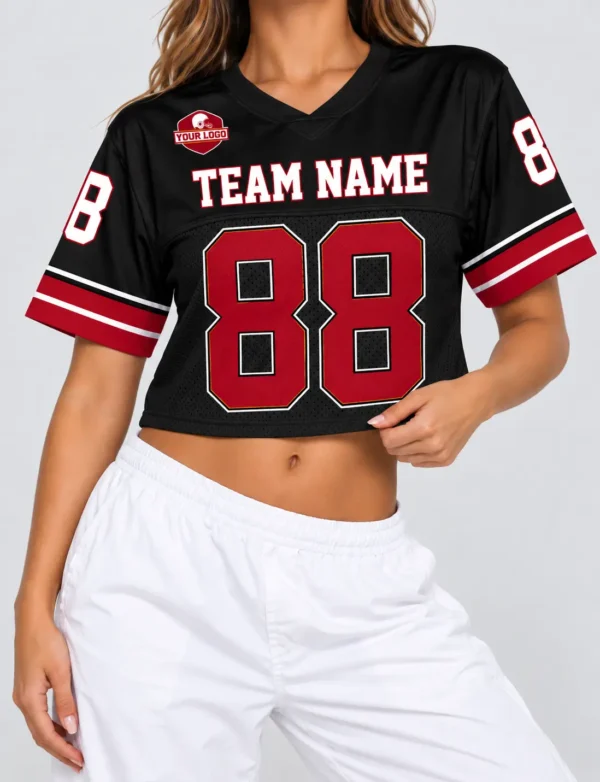 Custom Women's Crop Football Jersey Atlanta Colors