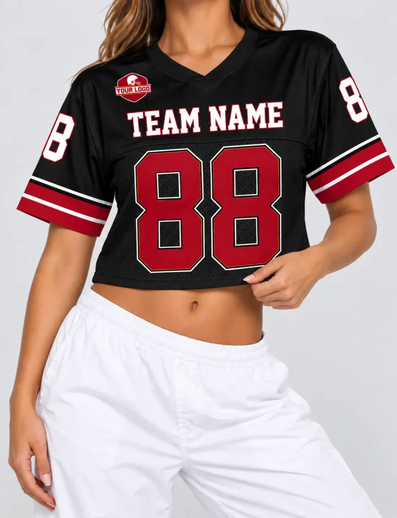 Atlanta Colors Custom Women's Crop Football Jersey with Name and Number