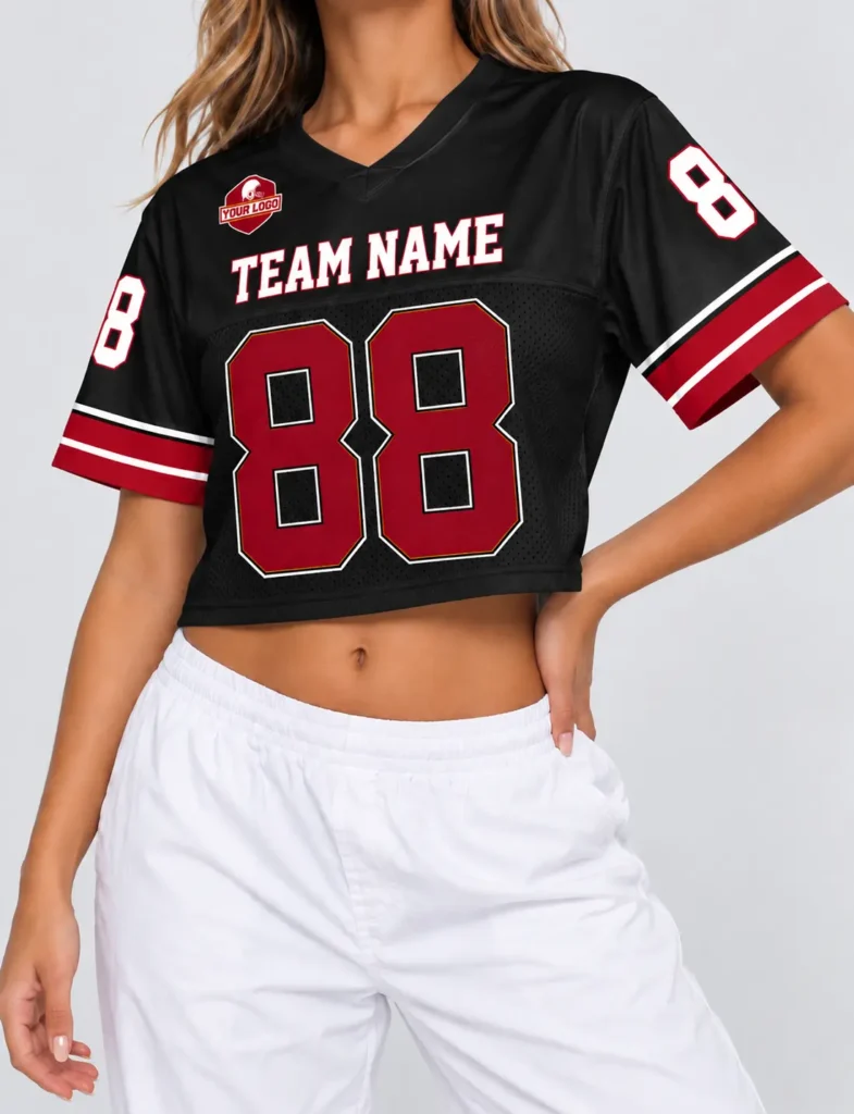 Atlanta Colors Custom Women's Crop Football Jersey with Name and Number