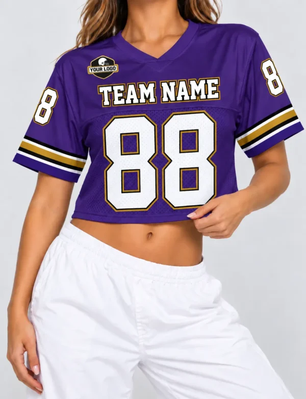 Custom Women's Crop Football Jersey Baltimore Colors