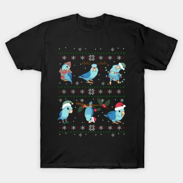 Blue Parrotlet Ugly Christmas Sweater T-Shirt