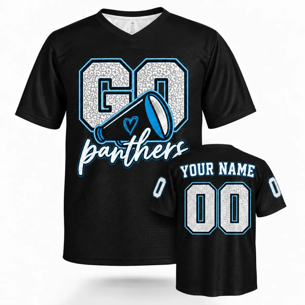 Go Carolina Cheer Custom Football Jersey with Name and Number