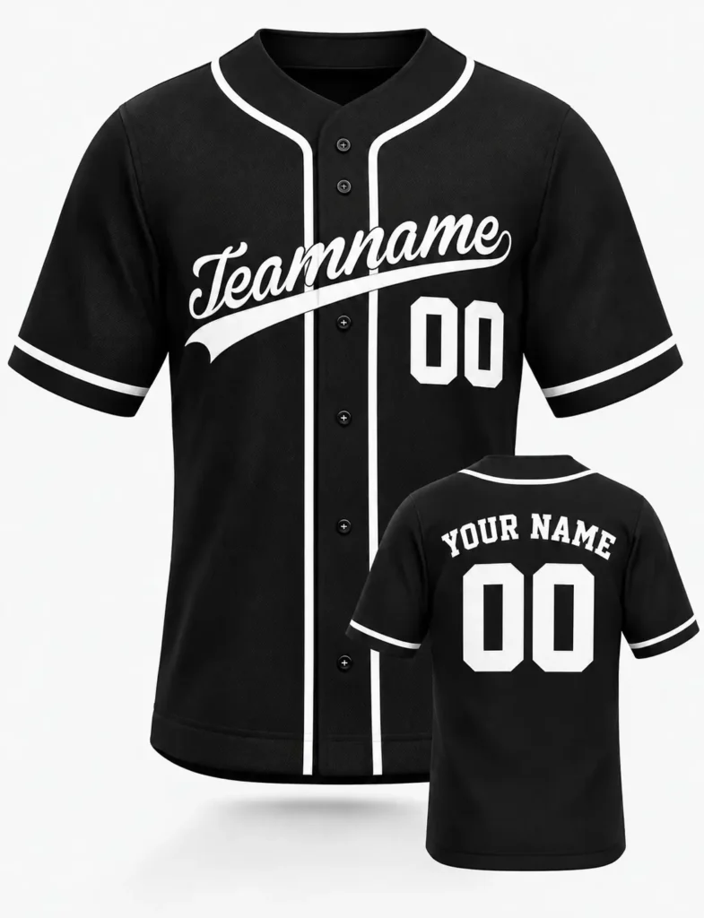 Black Custom Baseball Jersey with Name and Number