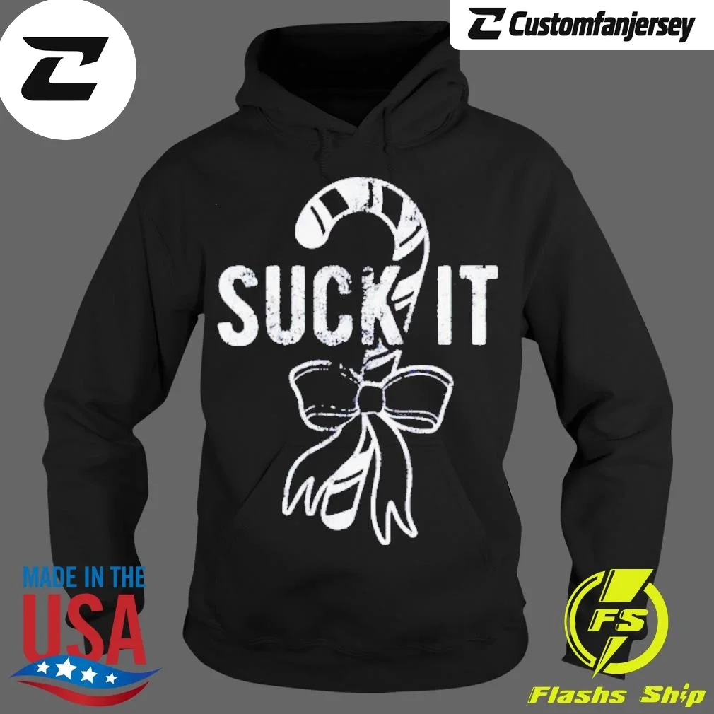 Christmas Candy Cane Suck It Hoodie - black Christmas hoodie