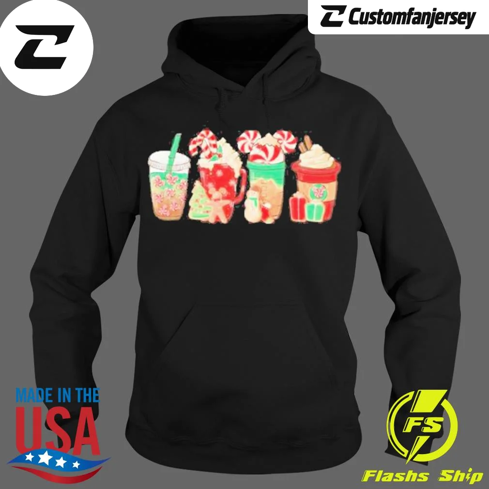 Christmas Coffee Peppermint Coffee Hoodie - black Christmas hoodie