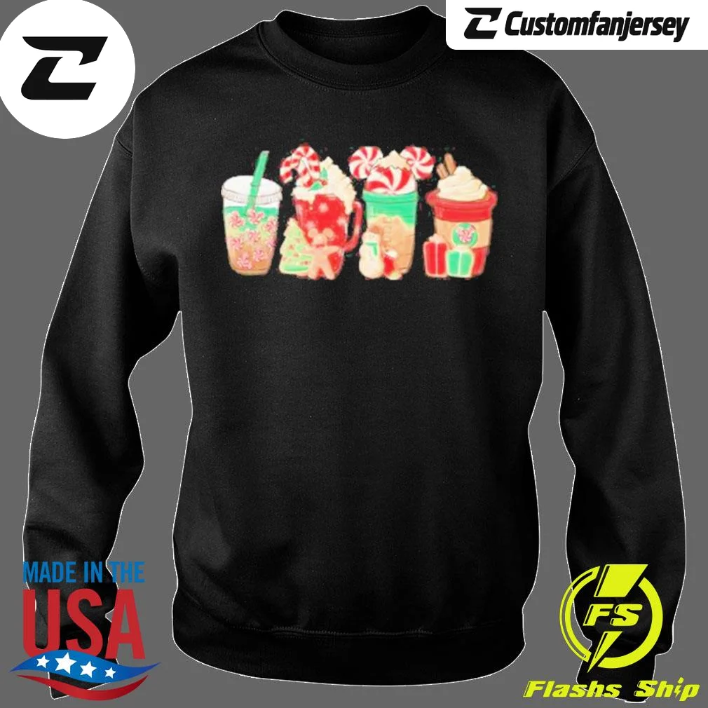 Christmas Coffee Peppermint Coffee Sweatshirt - black Christmas sweatshirt
