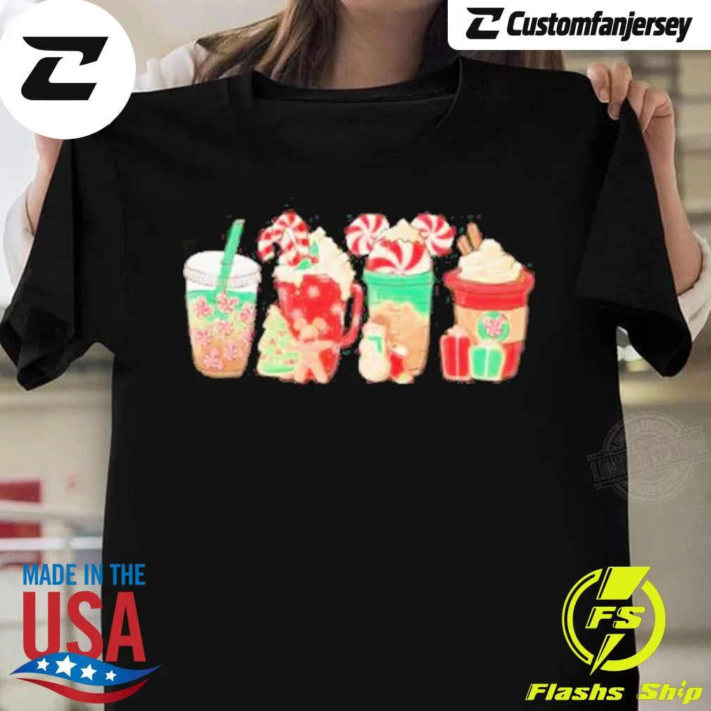 Christmas Coffee Peppermint Coffee T-Shirt - black Christmas shirt