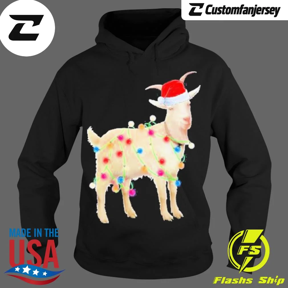 Christmas Goat Hat Holiday Funny Hoodie - black Christmas hoodie