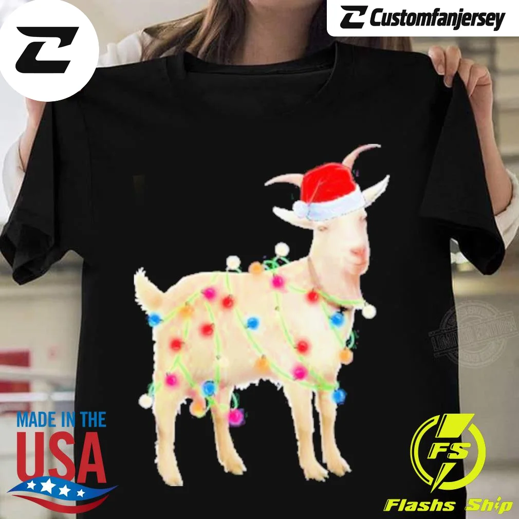 Christmas Goat Hat Holiday Funny T-Shirt - black Christmas shirt