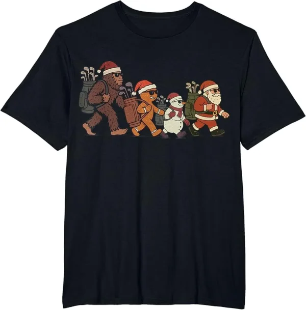 Christmas Golf Funny Sasquatch Xmas Golfing Santa Golfer T-Shirt