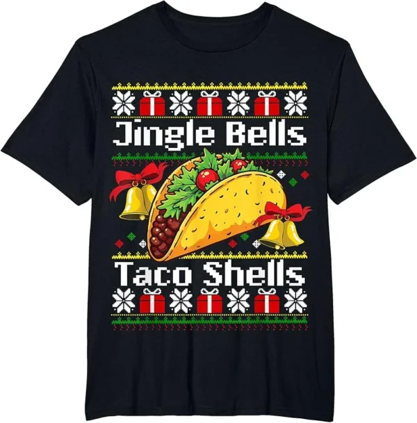 Christmas Jingle Bells Taco Shells Funny Family Ugly Xmas T-Shirt