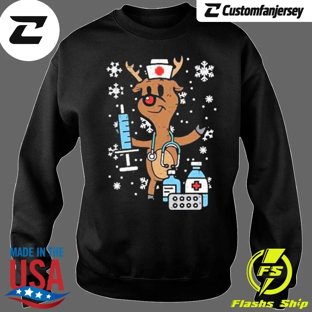 Christmas Nurse Reindeer Funny Xmas Nursing Scrub 2024 Sweatshirt - black Christmas sweatshirt
