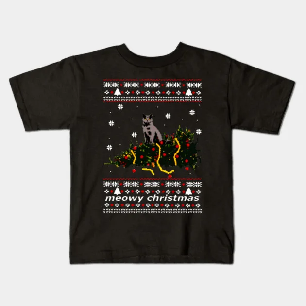 Christmas Tree Knocked Down by a Cat T-Shirt - kids t-shirt