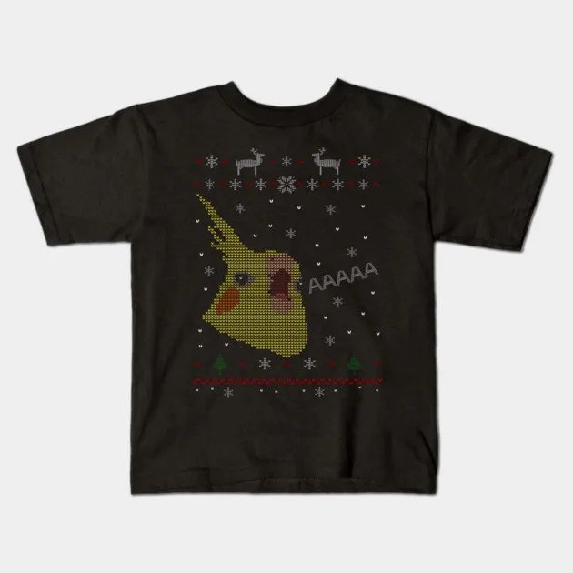 Cockatiel Ugly Christmas Sweater T-Shirt – Style 2 - kids t-shirt